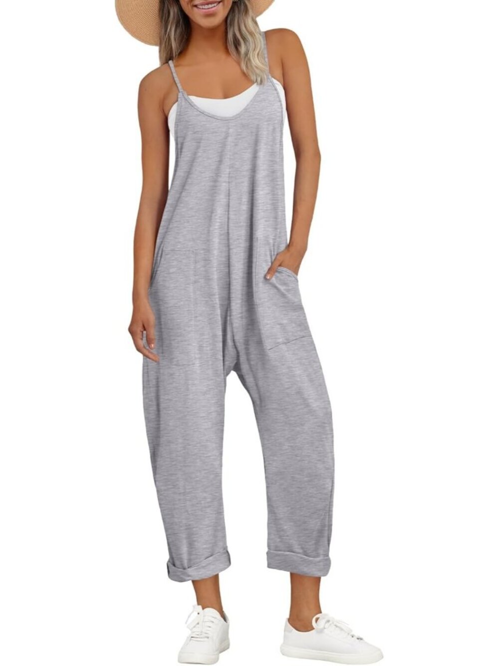 Women's Jumpsuits Grey Cotton Casual Comfortable Stretchy Summer Outfits